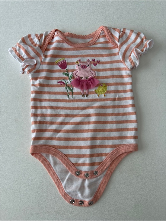 John Deere Other - John Deere Peach and White Striped Baby One-Piece with Tutu Pig